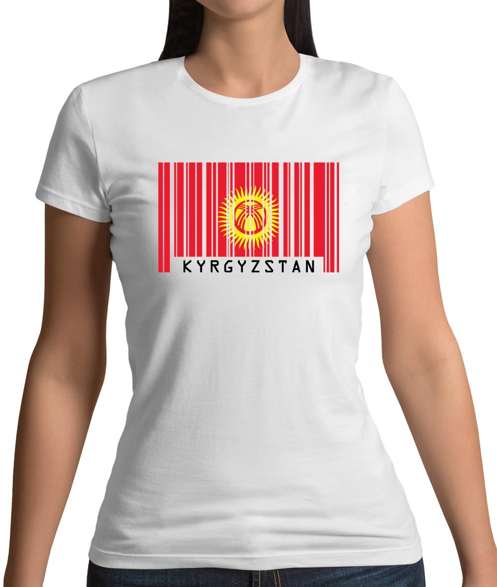 Kyrgyzstan Barcode Style Flag Womens T-Shirt Kyrgyzstan Barcode Style Flag Womens T-Shirt