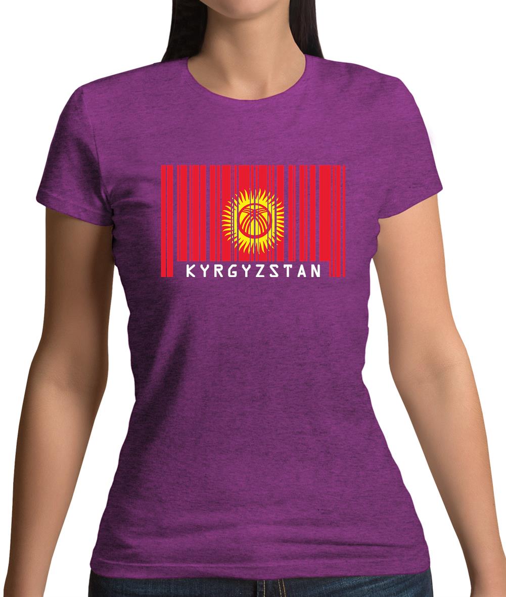 Kyrgyzstan Barcode Style Flag Womens T-Shirt Kyrgyzstan Barcode Style Flag Womens T-Shirt