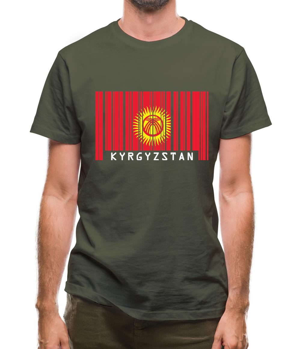 Kyrgyzstan Barcode Style Flag Mens T-Shirt Kyrgyzstan Barcode Style Flag Mens T-Shirt
