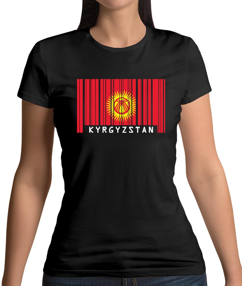 Kyrgyzstan Barcode Style Flag Womens T-Shirt Kyrgyzstan Barcode Style Flag Womens T-Shirt
