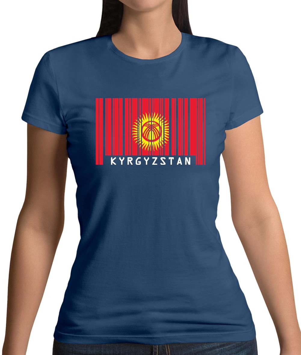 Kyrgyzstan Barcode Style Flag Womens T-Shirt Kyrgyzstan Barcode Style Flag Womens T-Shirt