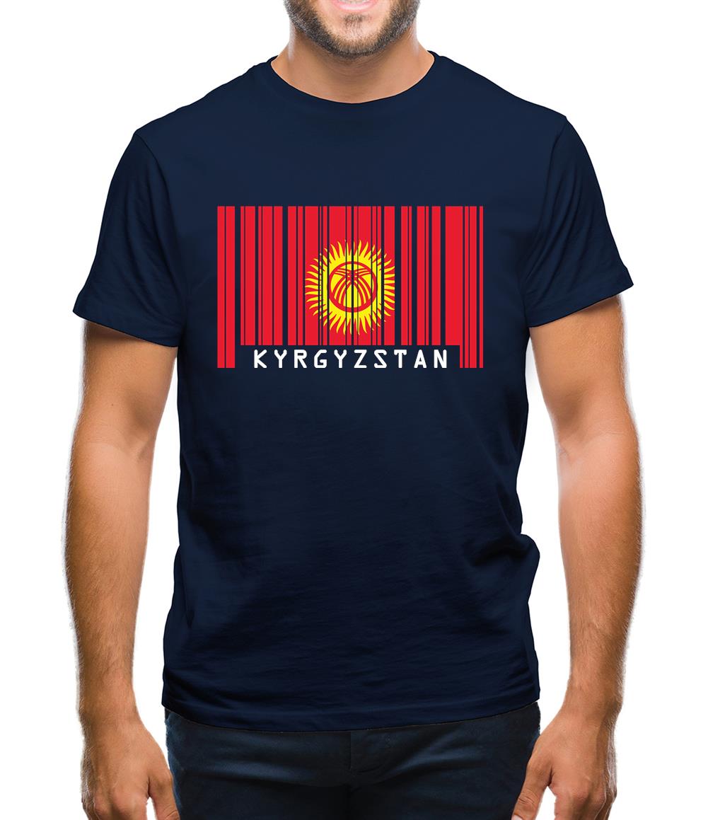 Kyrgyzstan Barcode Style Flag Mens T-Shirt Kyrgyzstan Barcode Style Flag Mens T-Shirt