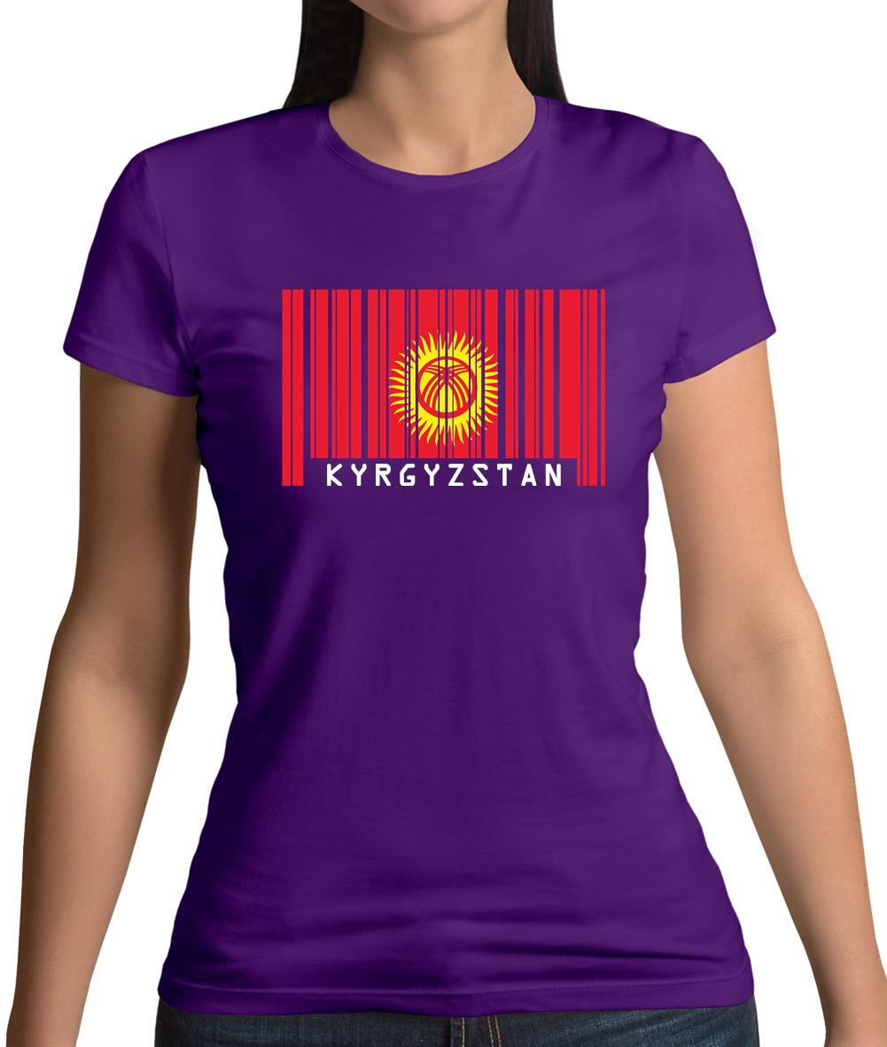 Kyrgyzstan Barcode Style Flag Womens T-Shirt Kyrgyzstan Barcode Style Flag Womens T-Shirt