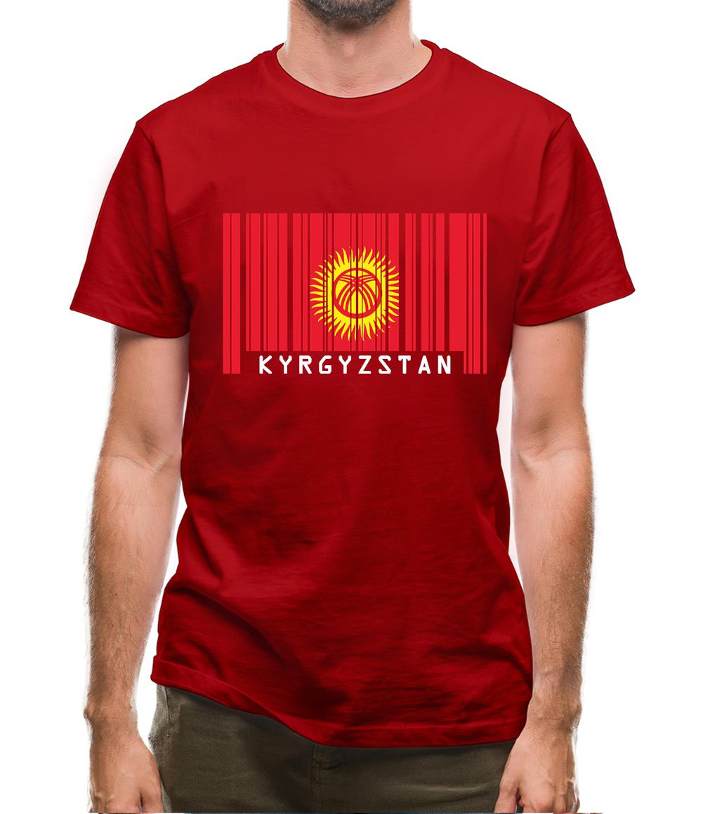 Kyrgyzstan Barcode Style Flag Mens T-Shirt Kyrgyzstan Barcode Style Flag Mens T-Shirt