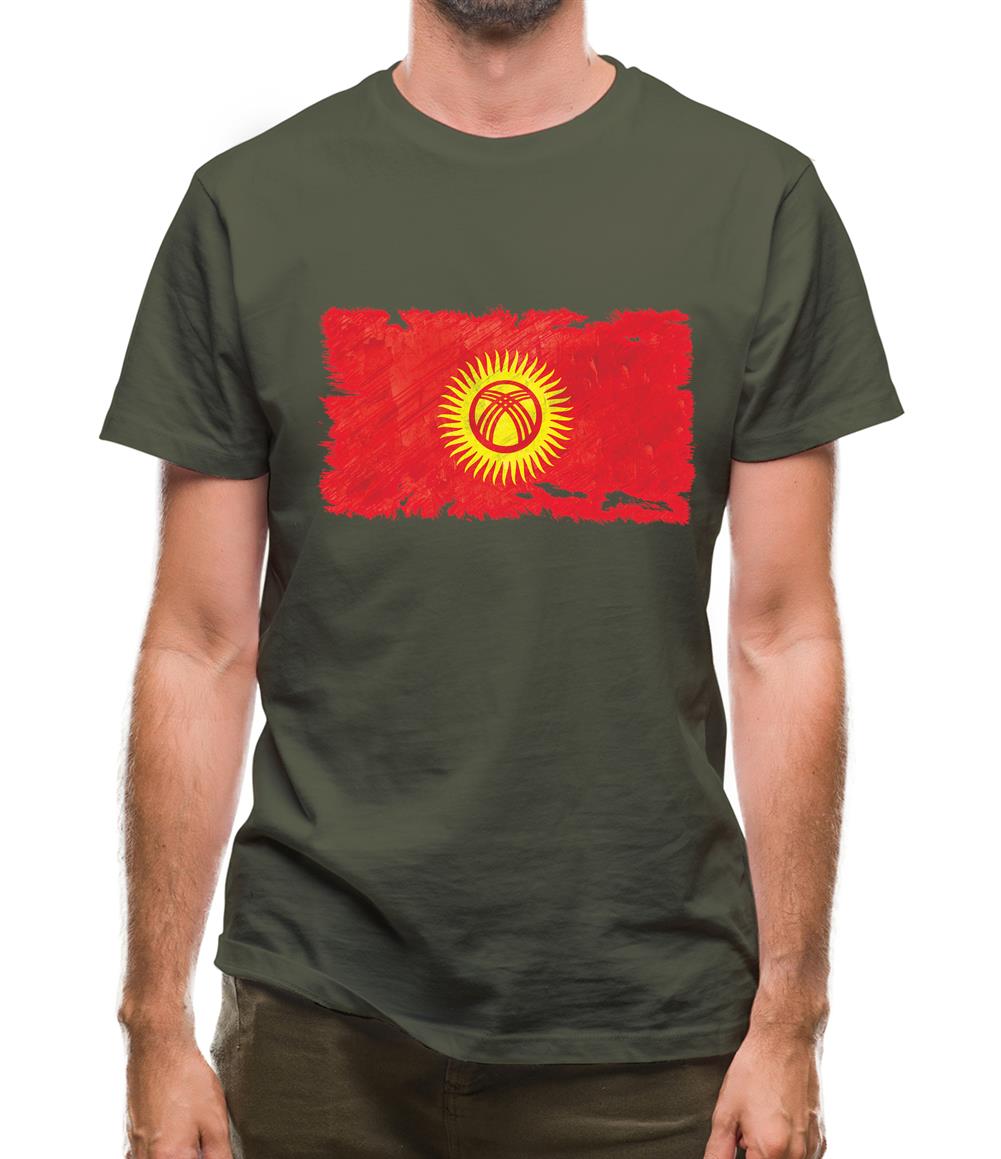 Kyrgyzstan Grunge Style Flag Mens T-Shirt Kyrgyzstan Grunge Style Flag Mens T-Shirt