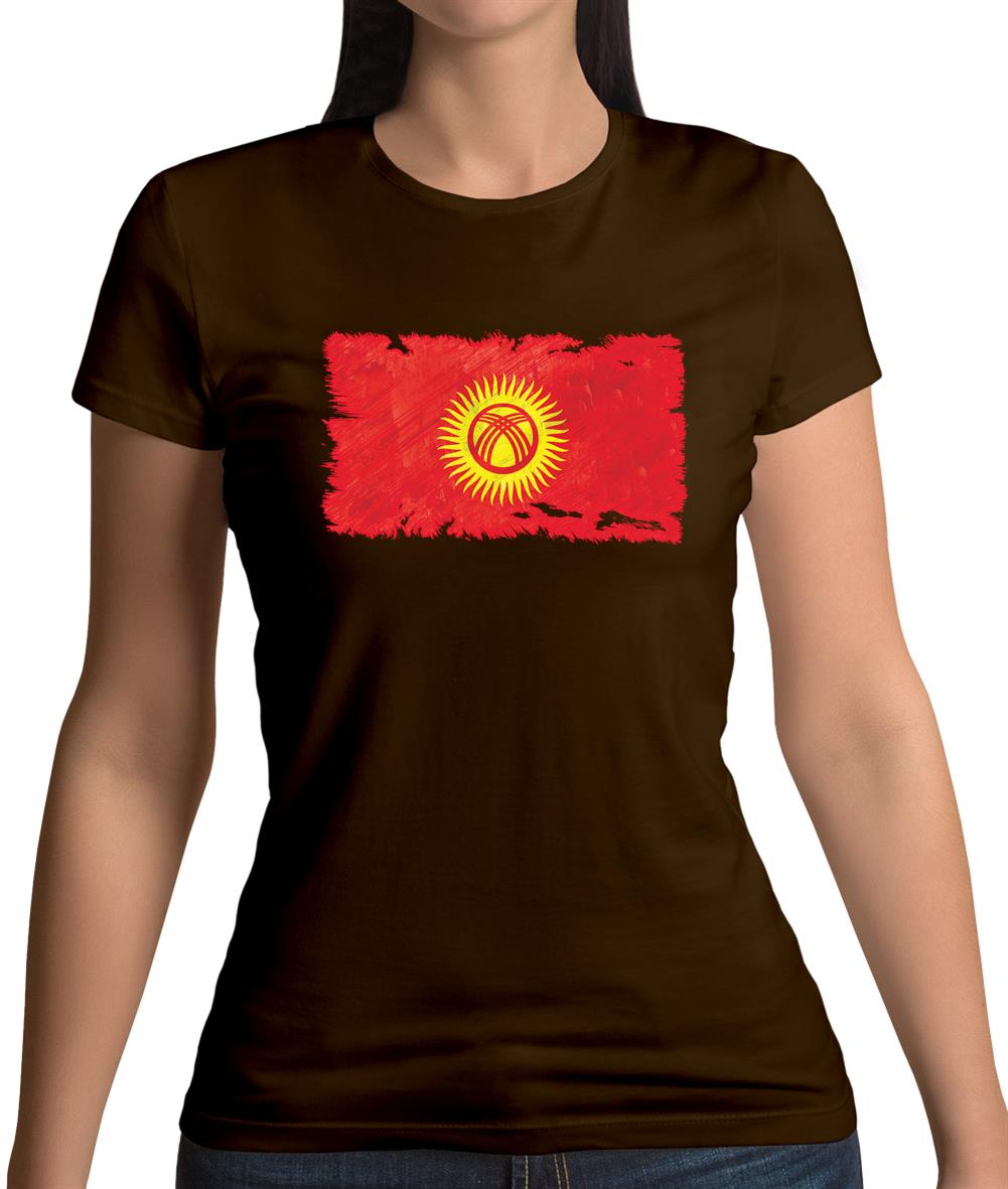 Kyrgyzstan Grunge Style Flag Womens T-Shirt Kyrgyzstan Grunge Style Flag Womens T-Shirt