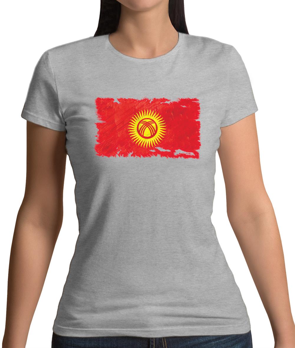 Kyrgyzstan Grunge Style Flag Womens T-Shirt Kyrgyzstan Grunge Style Flag Womens T-Shirt