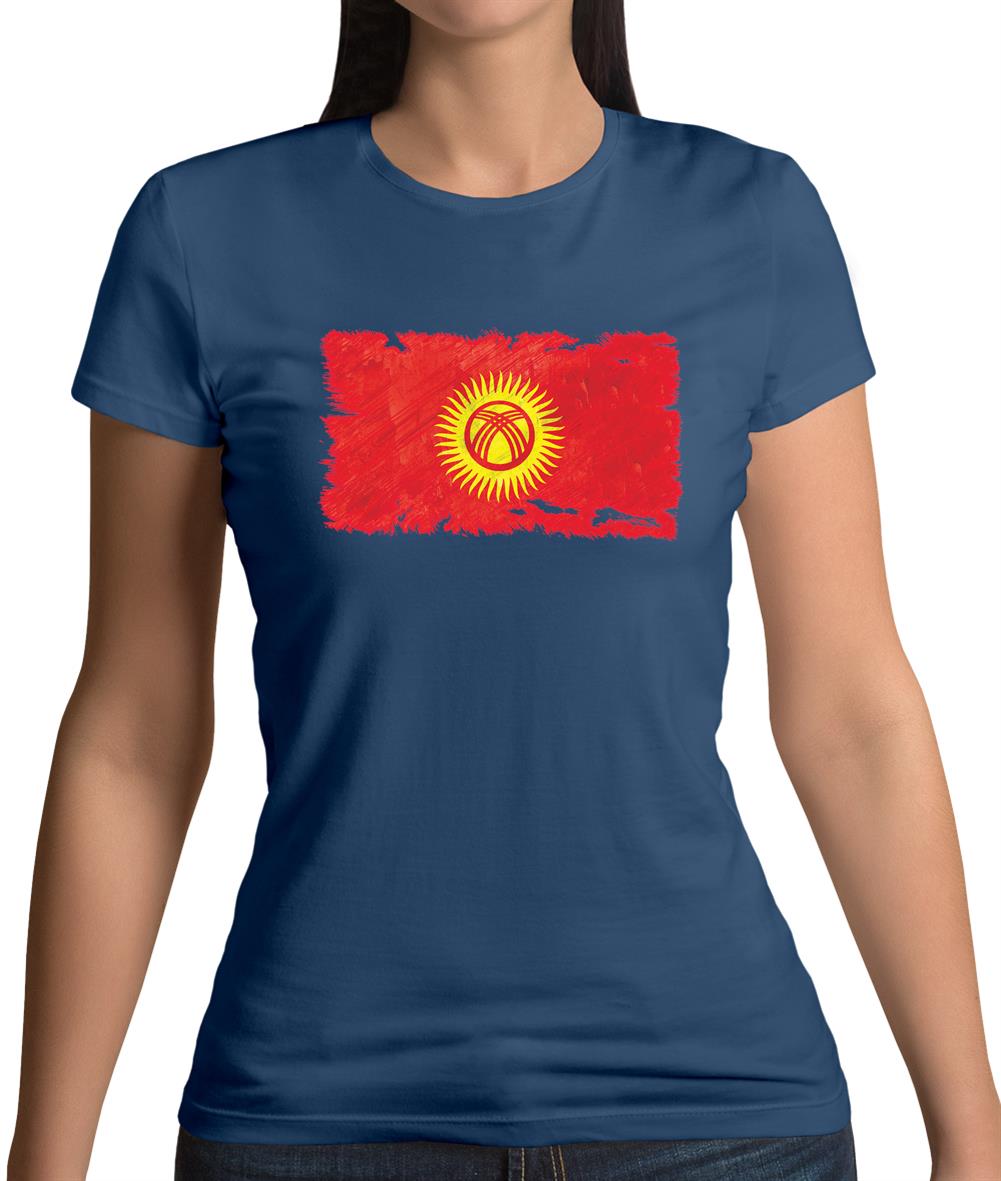 Kyrgyzstan Grunge Style Flag Womens T-Shirt Kyrgyzstan Grunge Style Flag Womens T-Shirt