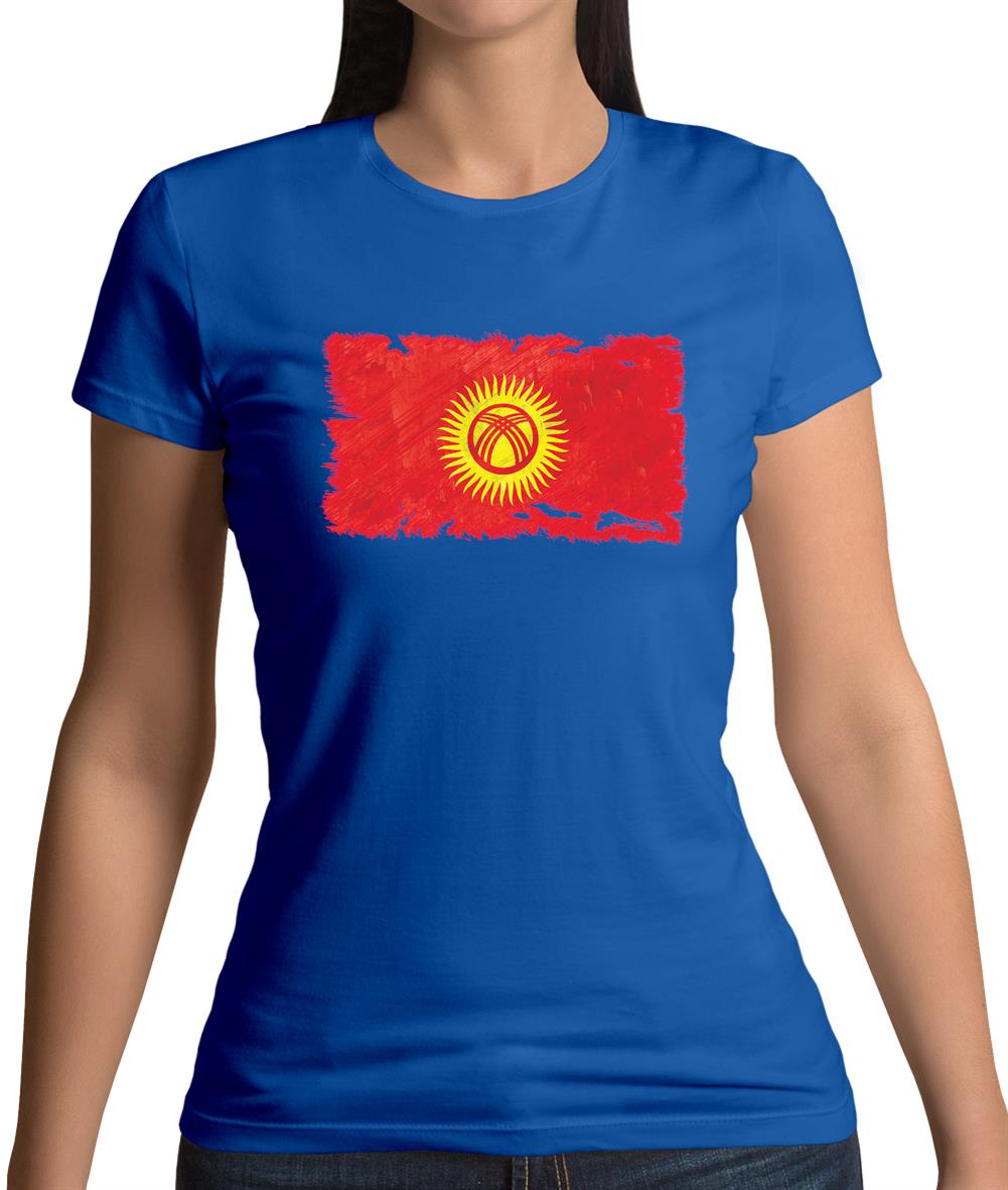 Kyrgyzstan Grunge Style Flag Womens T-Shirt Kyrgyzstan Grunge Style Flag Womens T-Shirt
