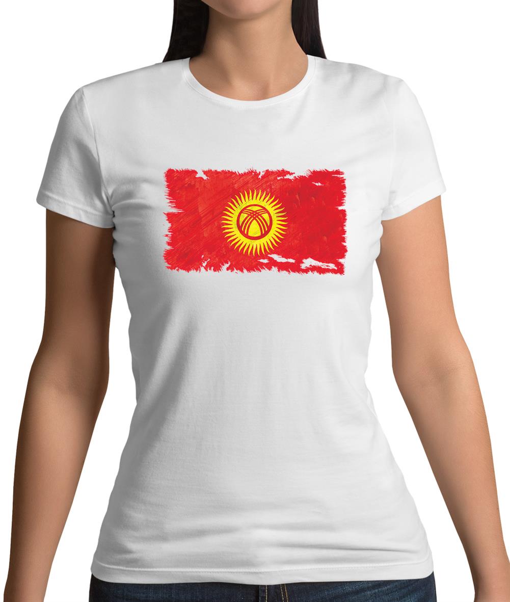 Kyrgyzstan Grunge Style Flag Womens T-Shirt Kyrgyzstan Grunge Style Flag Womens T-Shirt
