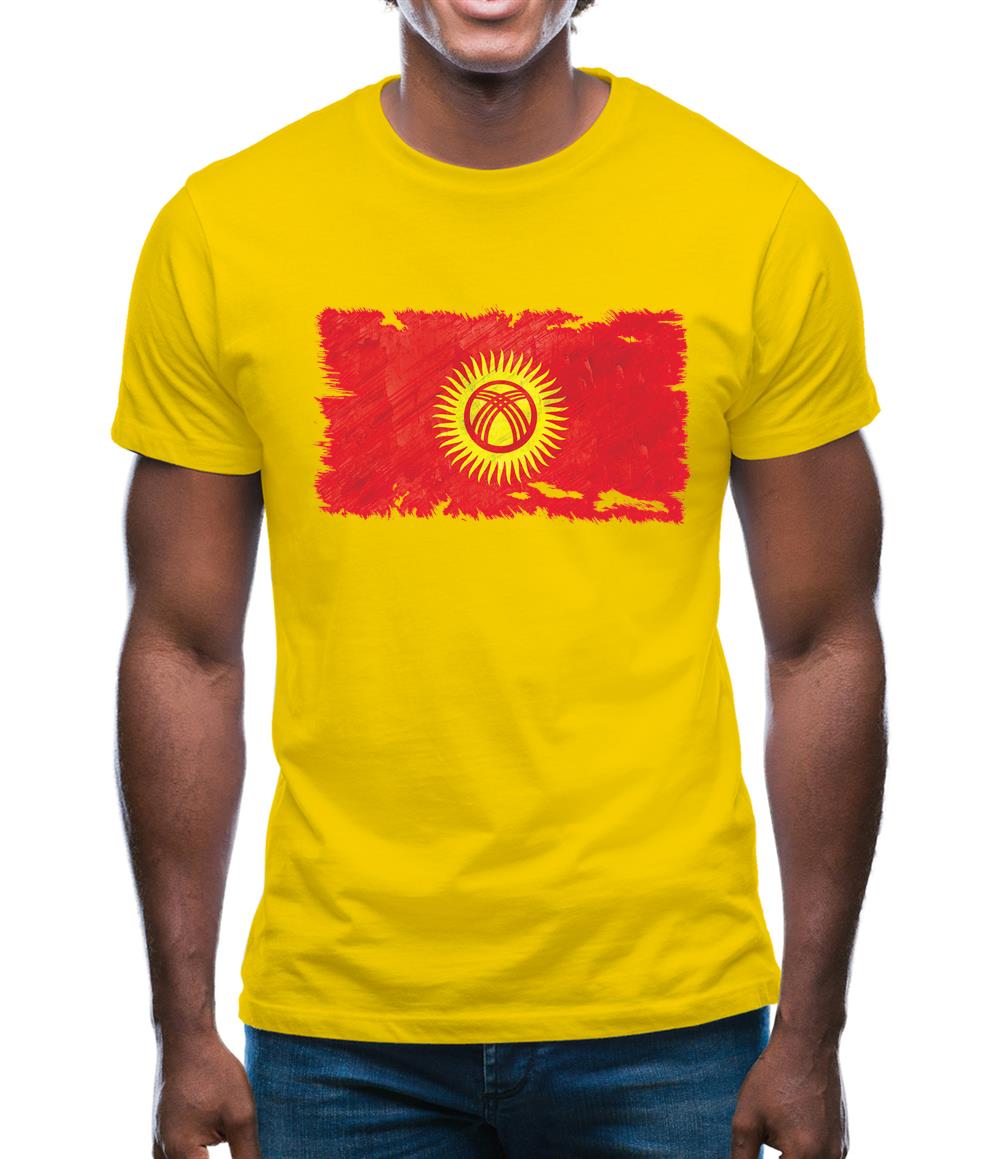 Kyrgyzstan Grunge Style Flag Mens T-Shirt Kyrgyzstan Grunge Style Flag Mens T-Shirt