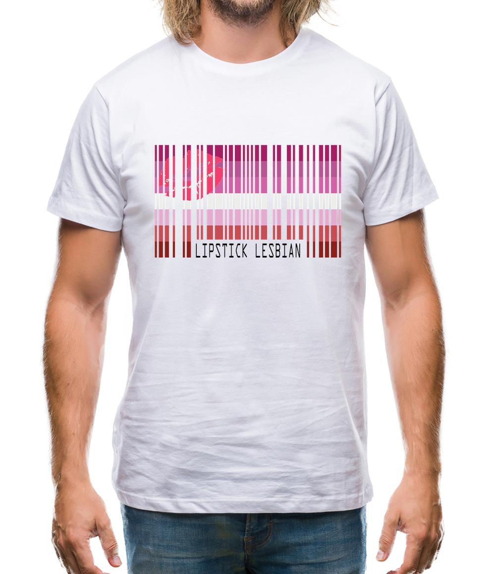 Lgbt Barcode Flags Lipstick Lesbian Mens T-Shirt Lgbt Barcode Flags Lipstick Lesbian Mens T-Shirt