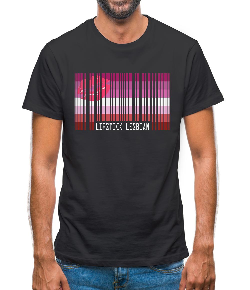 Lgbt Barcode Flags Lipstick Lesbian Mens T-Shirt Lgbt Barcode Flags Lipstick Lesbian Mens T-Shirt
