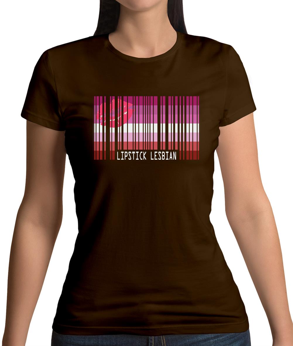 Lgbt Barcode Flags Lipstick Lesbian Womens T-Shirt Lgbt Barcode Flags Lipstick Lesbian Womens T-Shirt