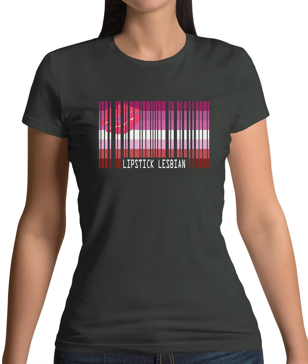 Lgbt Barcode Flags Lipstick Lesbian Womens T-Shirt Lgbt Barcode Flags Lipstick Lesbian Womens T-Shirt
