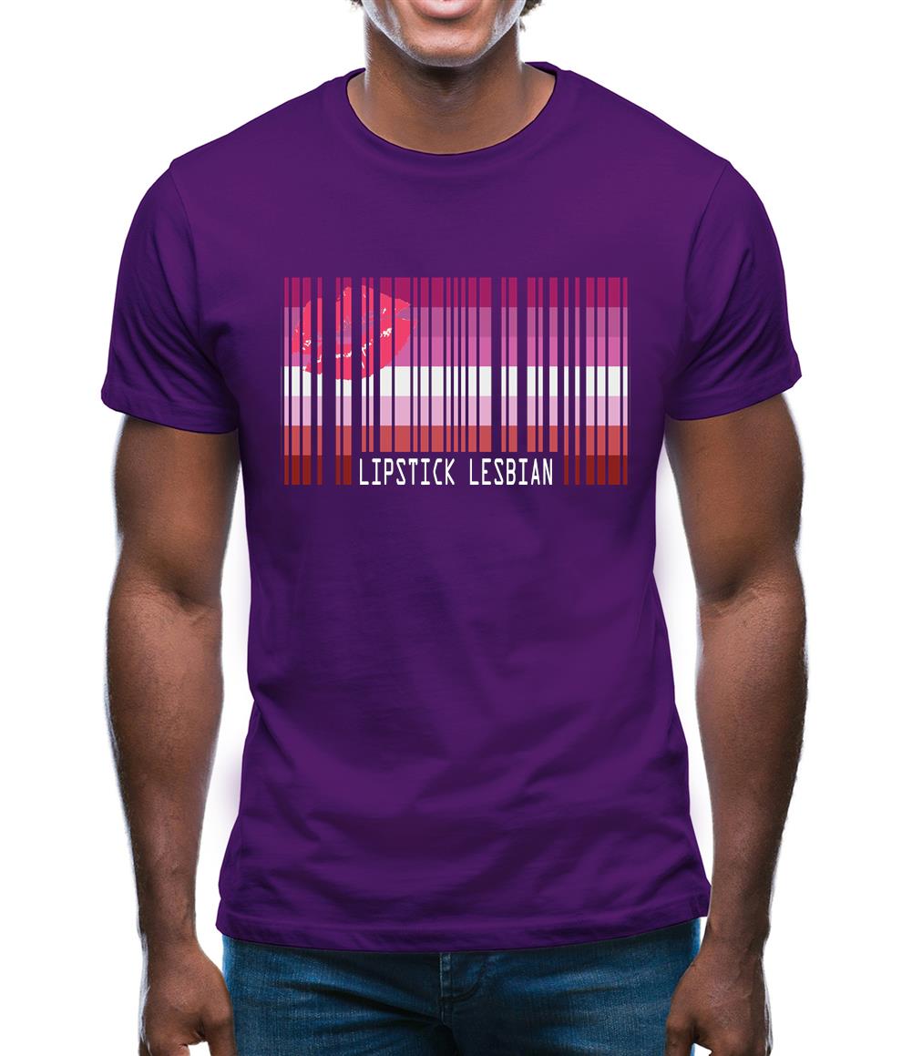 Lgbt Barcode Flags Lipstick Lesbian Mens T-Shirt Lgbt Barcode Flags Lipstick Lesbian Mens T-Shirt