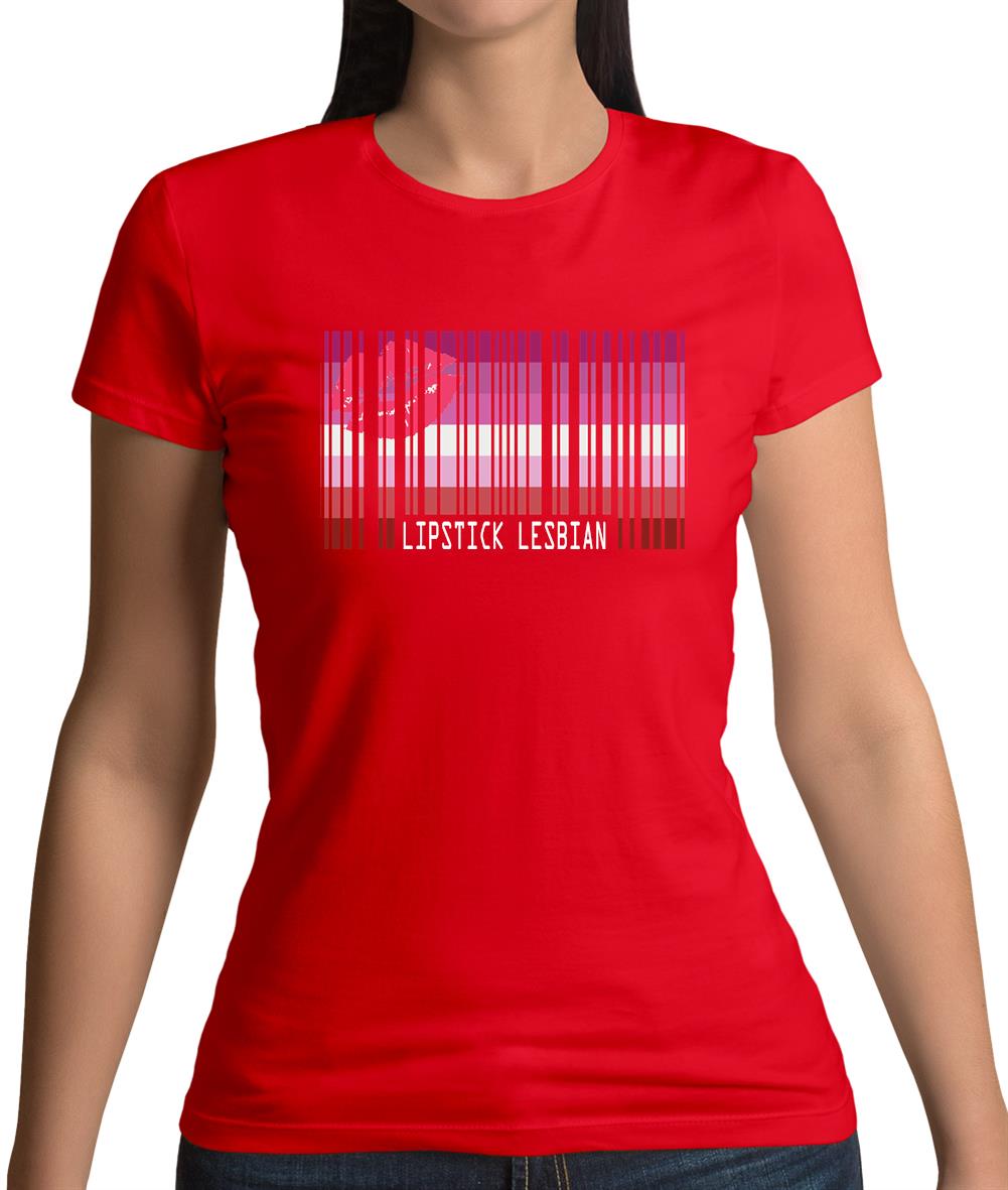 Lgbt Barcode Flags Lipstick Lesbian Womens T-Shirt Lgbt Barcode Flags Lipstick Lesbian Womens T-Shirt
