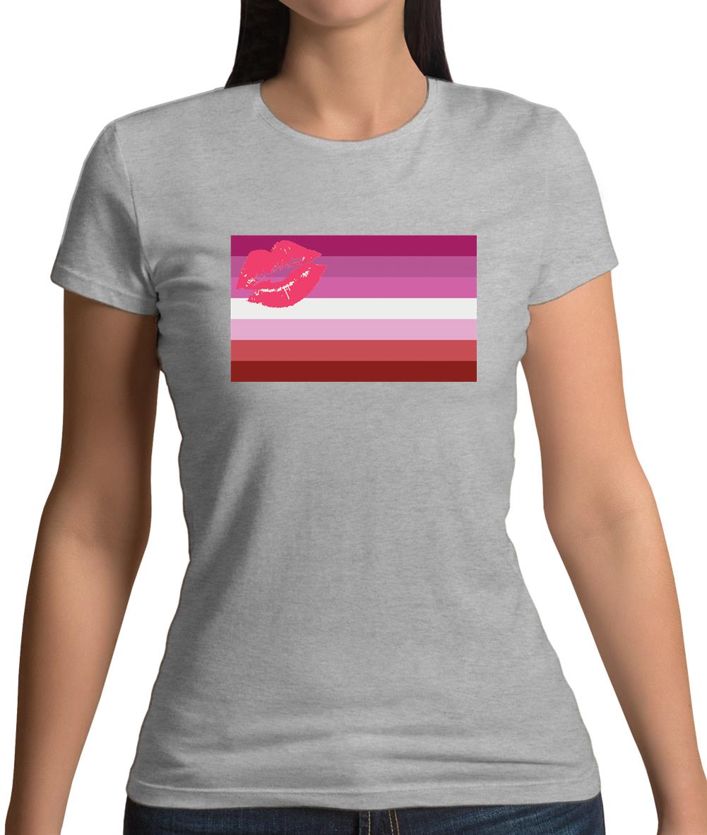 Lgbt Flags Lipstick Lesbian Womens T-Shirt Lgbt Flags Lipstick Lesbian Womens T-Shirt