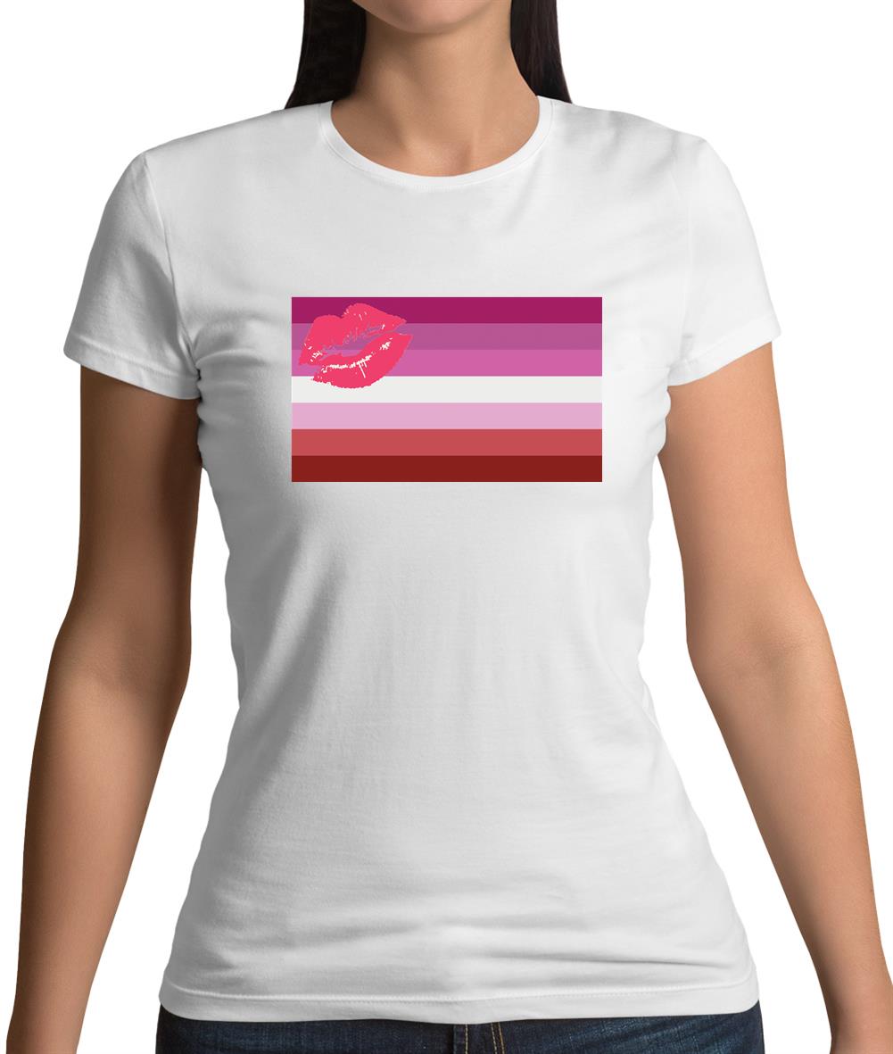 Lgbt Flags Lipstick Lesbian Womens T-Shirt Lgbt Flags Lipstick Lesbian Womens T-Shirt