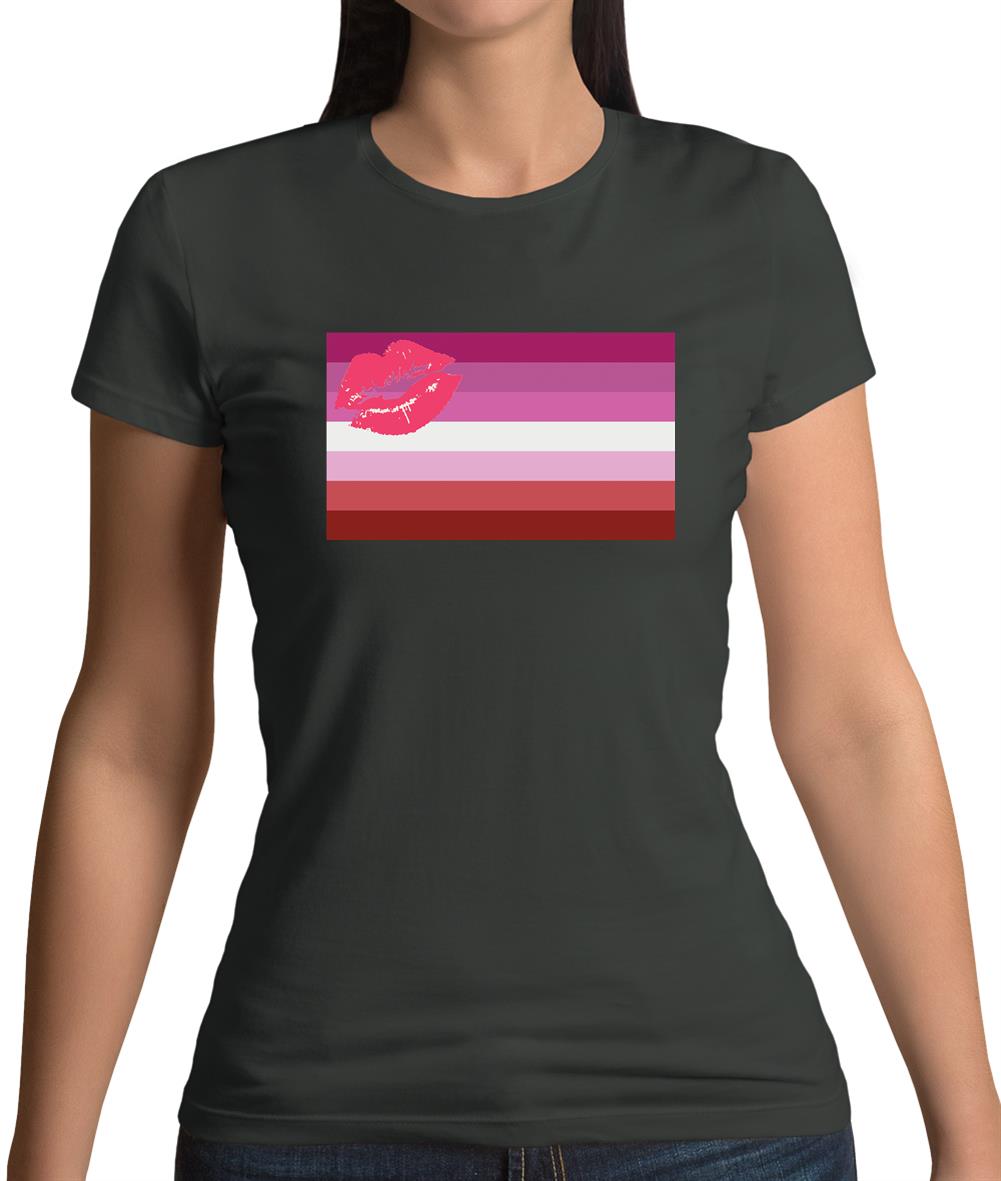 Lgbt Flags Lipstick Lesbian Womens T-Shirt Lgbt Flags Lipstick Lesbian Womens T-Shirt