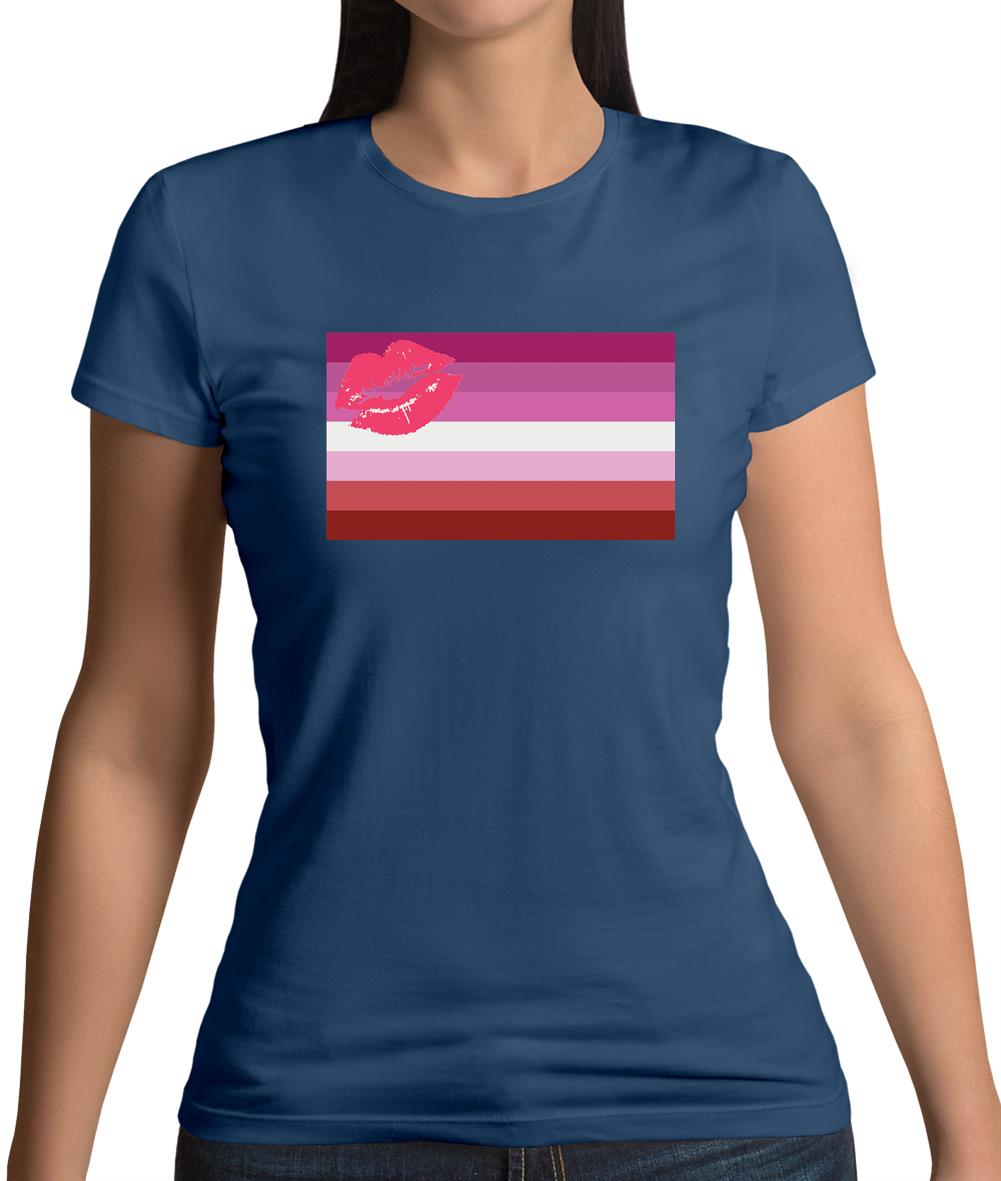 Lgbt Flags Lipstick Lesbian Womens T-Shirt Lgbt Flags Lipstick Lesbian Womens T-Shirt