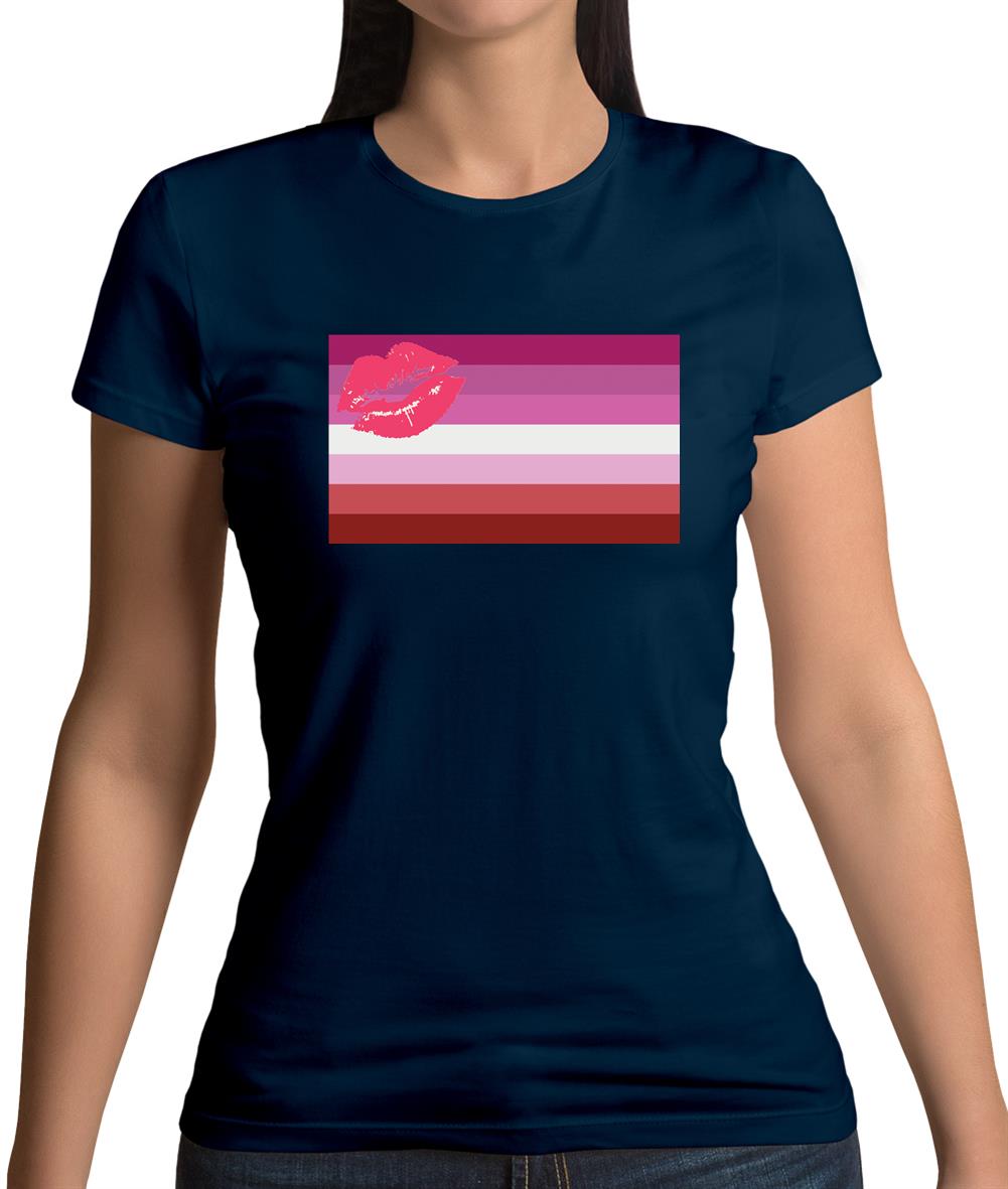 Lgbt Flags Lipstick Lesbian Womens T-Shirt Lgbt Flags Lipstick Lesbian Womens T-Shirt