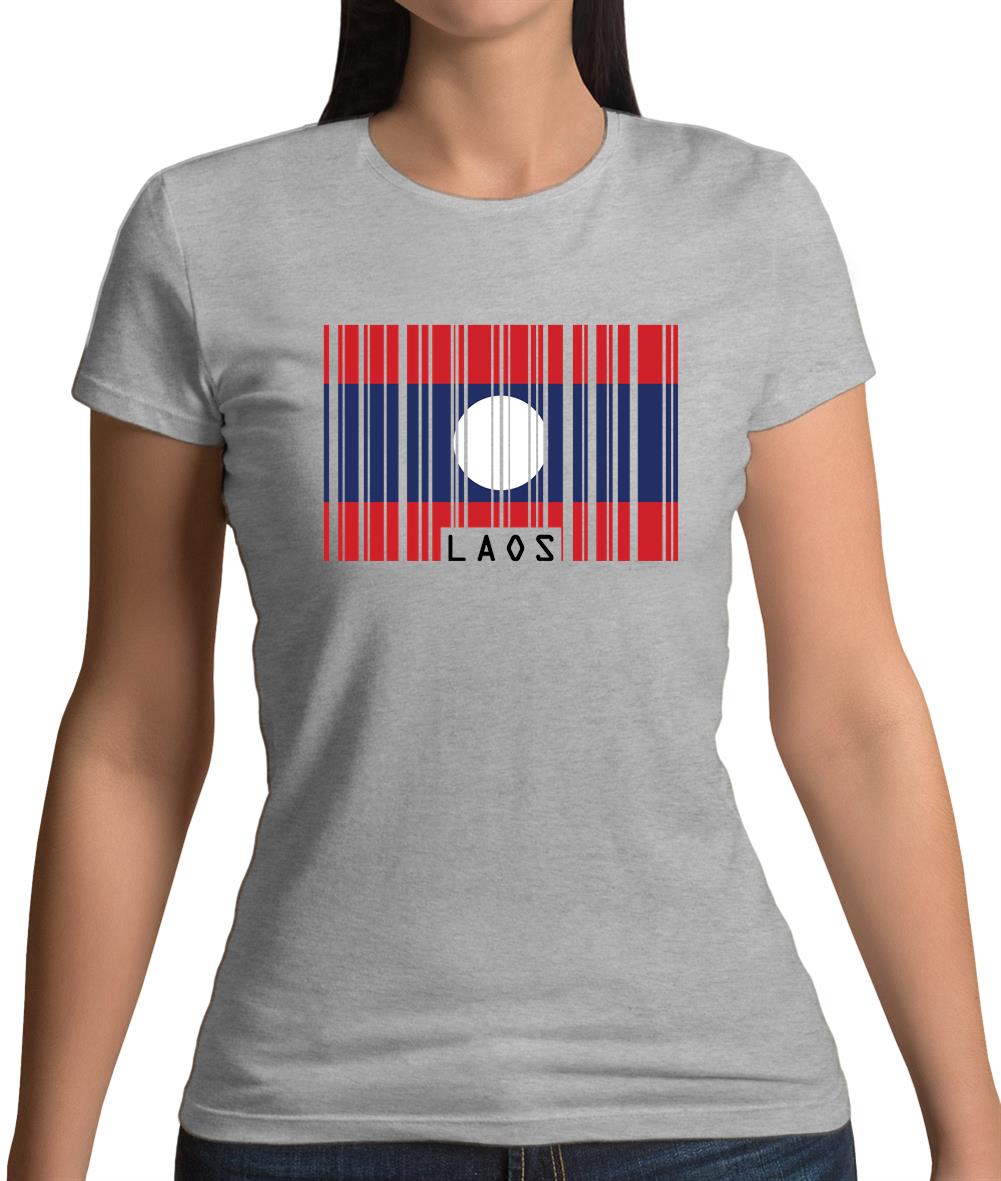 Laos Barcode Style Flag Womens T-Shirt Laos Barcode Style Flag Womens T-Shirt