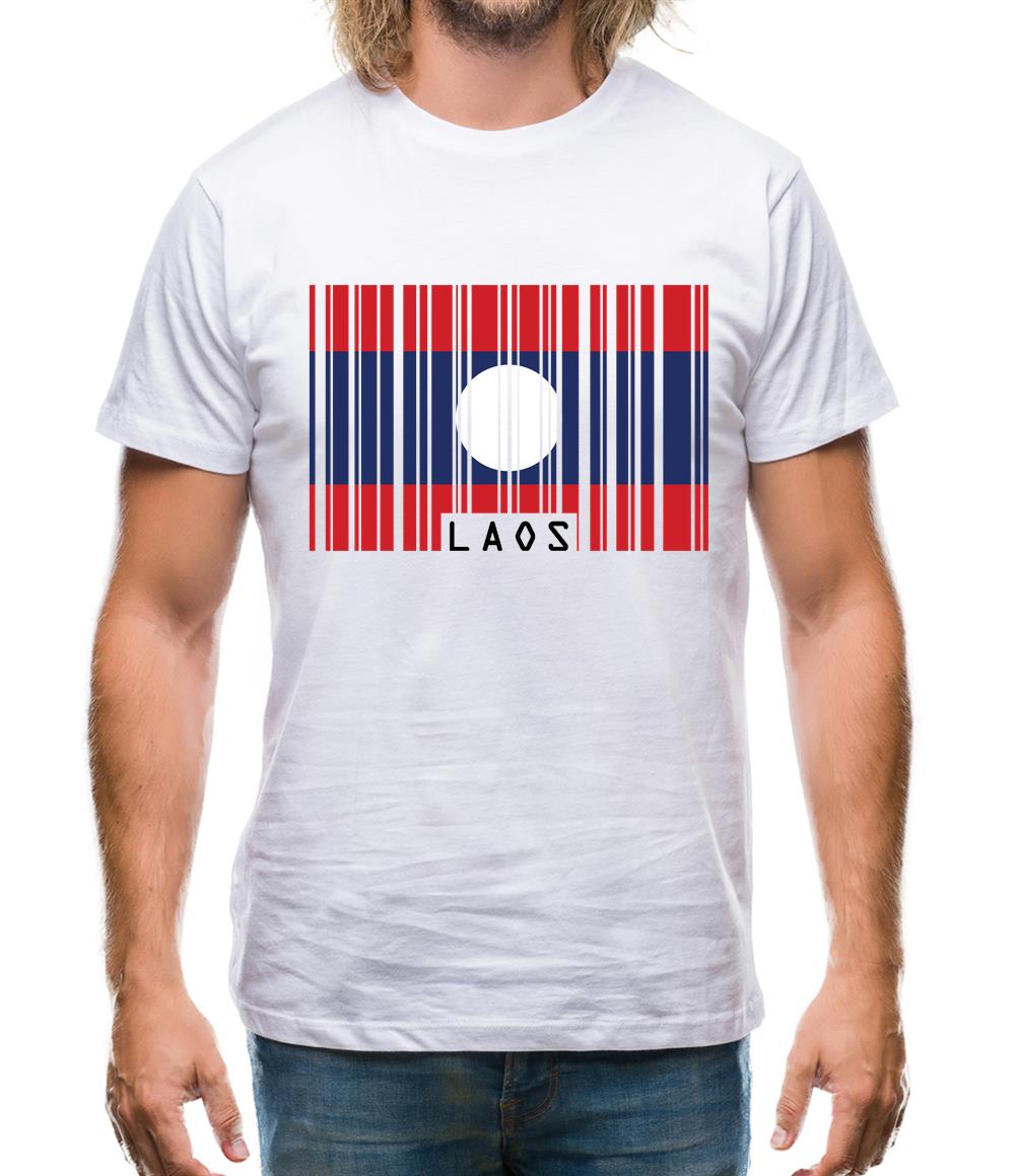 Laos Barcode Style Flag Mens T-Shirt Laos Barcode Style Flag Mens T-Shirt