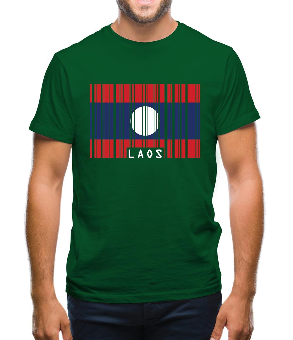 Laos Barcode Style Flag Mens T-Shirt Laos Barcode Style Flag Mens T-Shirt