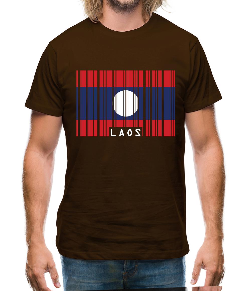 Laos Barcode Style Flag Mens T-Shirt Laos Barcode Style Flag Mens T-Shirt