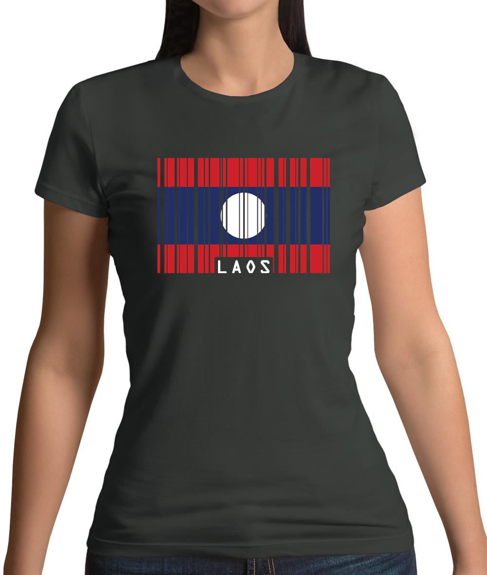 Laos Barcode Style Flag Womens T-Shirt Laos Barcode Style Flag Womens T-Shirt