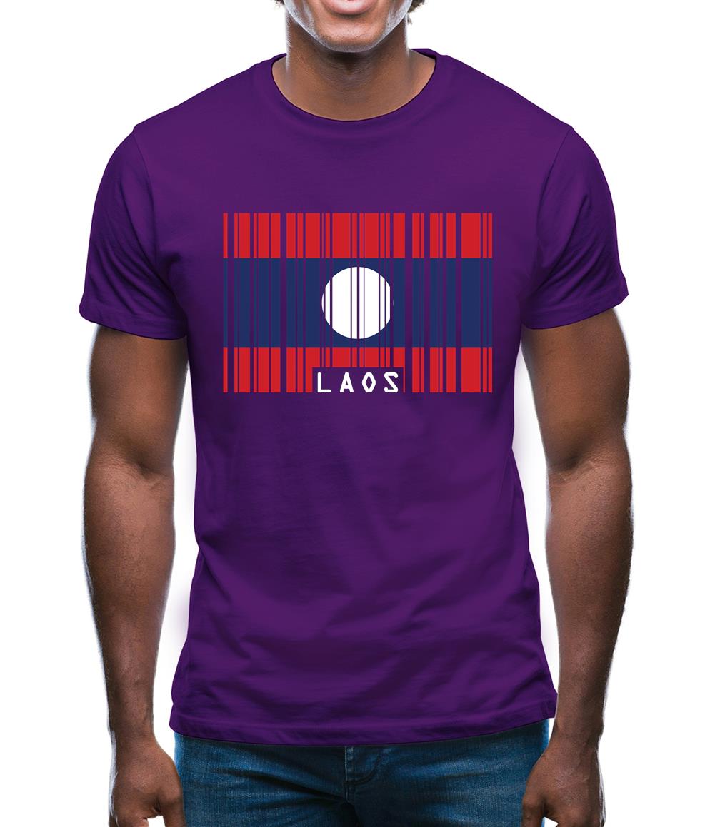 Laos Barcode Style Flag Mens T-Shirt Laos Barcode Style Flag Mens T-Shirt