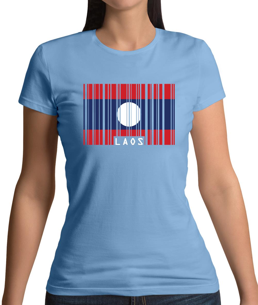 Laos Barcode Style Flag Womens T-Shirt Laos Barcode Style Flag Womens T-Shirt