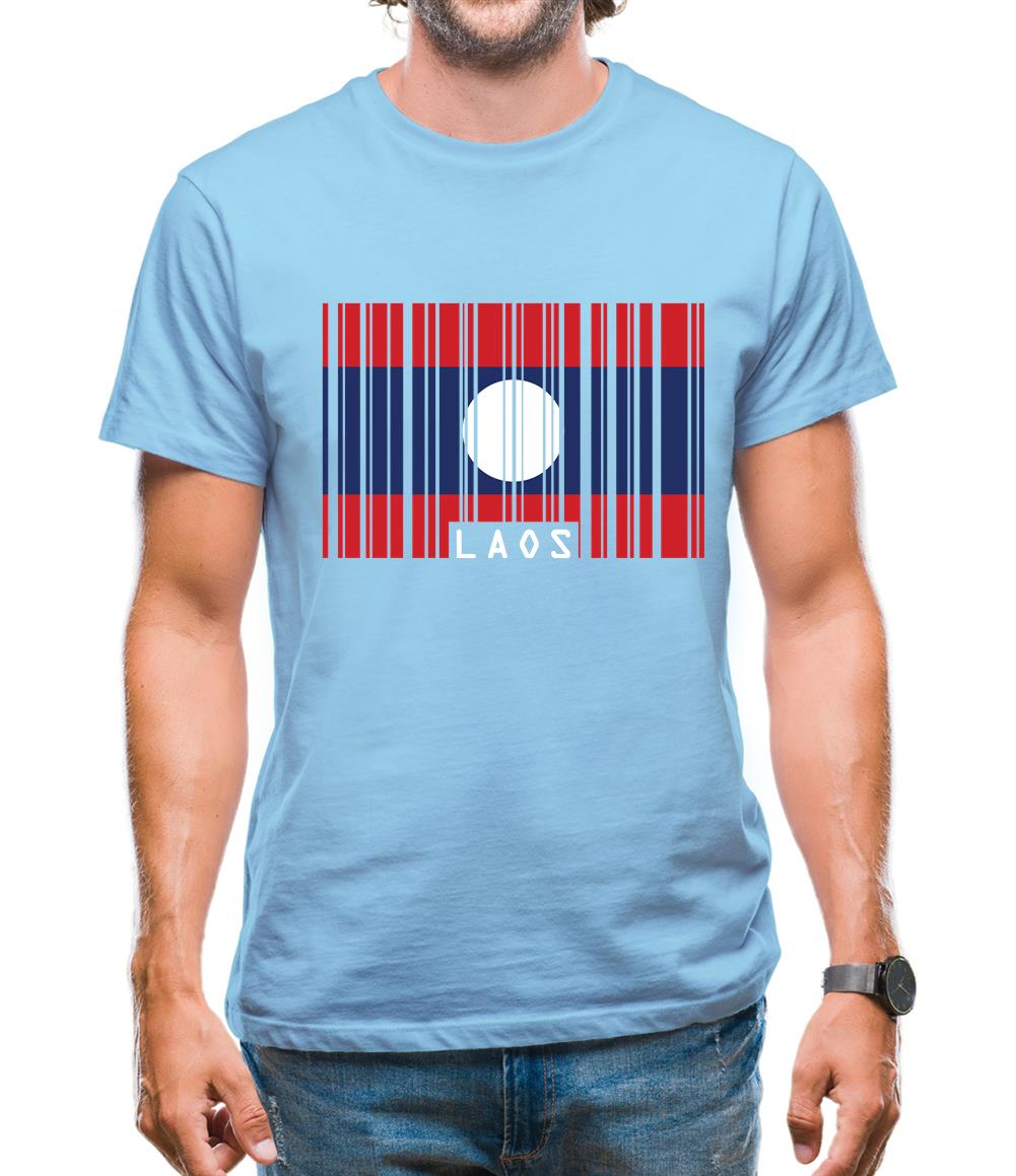 Laos Barcode Style Flag Mens T-Shirt Laos Barcode Style Flag Mens T-Shirt