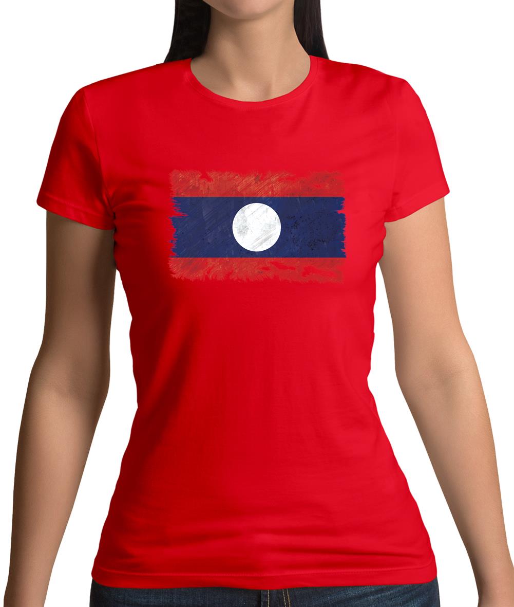 Laos Grunge Style Flag Womens T-Shirt Laos Grunge Style Flag Womens T-Shirt