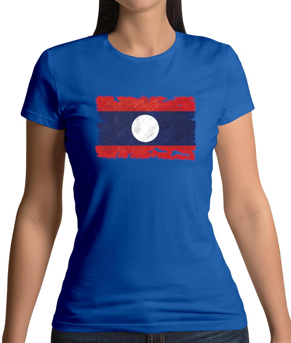 Laos Grunge Style Flag Womens T-Shirt Laos Grunge Style Flag Womens T-Shirt