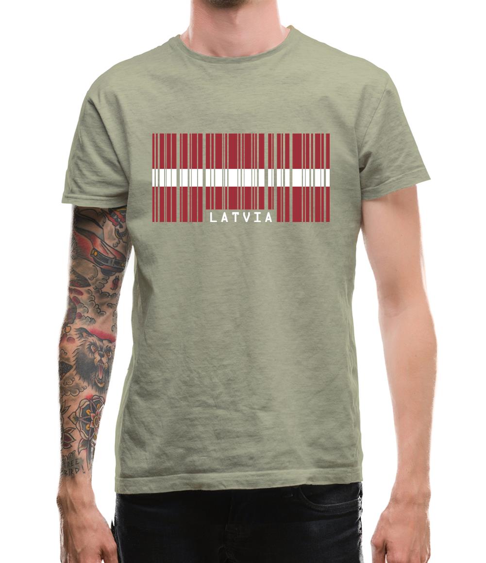Latvia Barcode Style Flag Mens T-Shirt Latvia Barcode Style Flag Mens T-Shirt