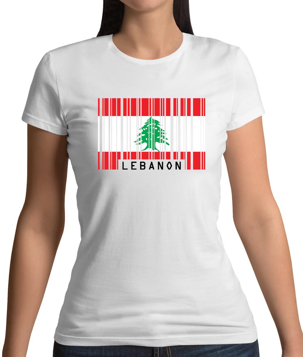 Lebanon Barcode Style Flag Womens T-Shirt Lebanon Barcode Style Flag Womens T-Shirt