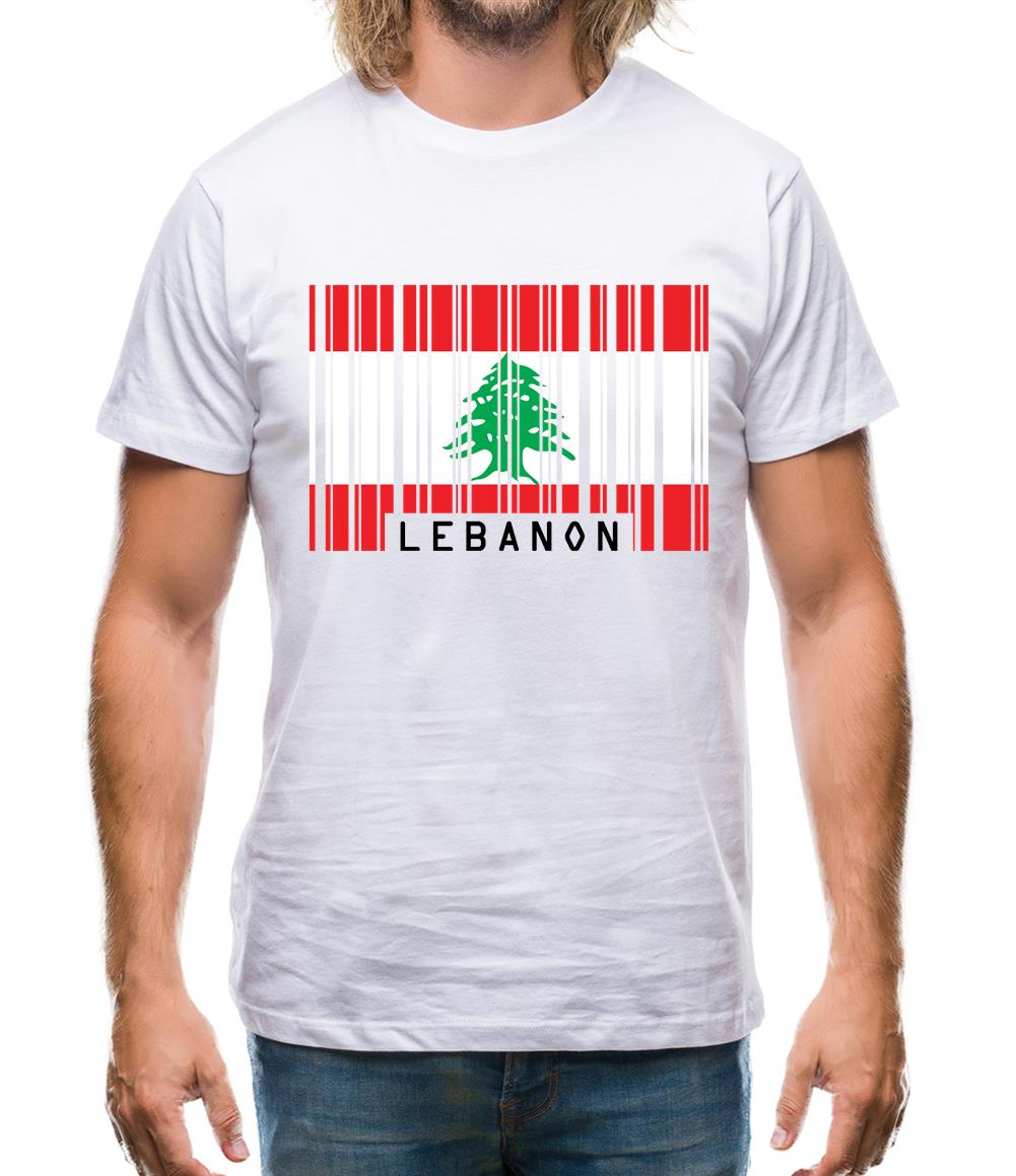 Lebanon Barcode Style Flag Mens T-Shirt Lebanon Barcode Style Flag Mens T-Shirt