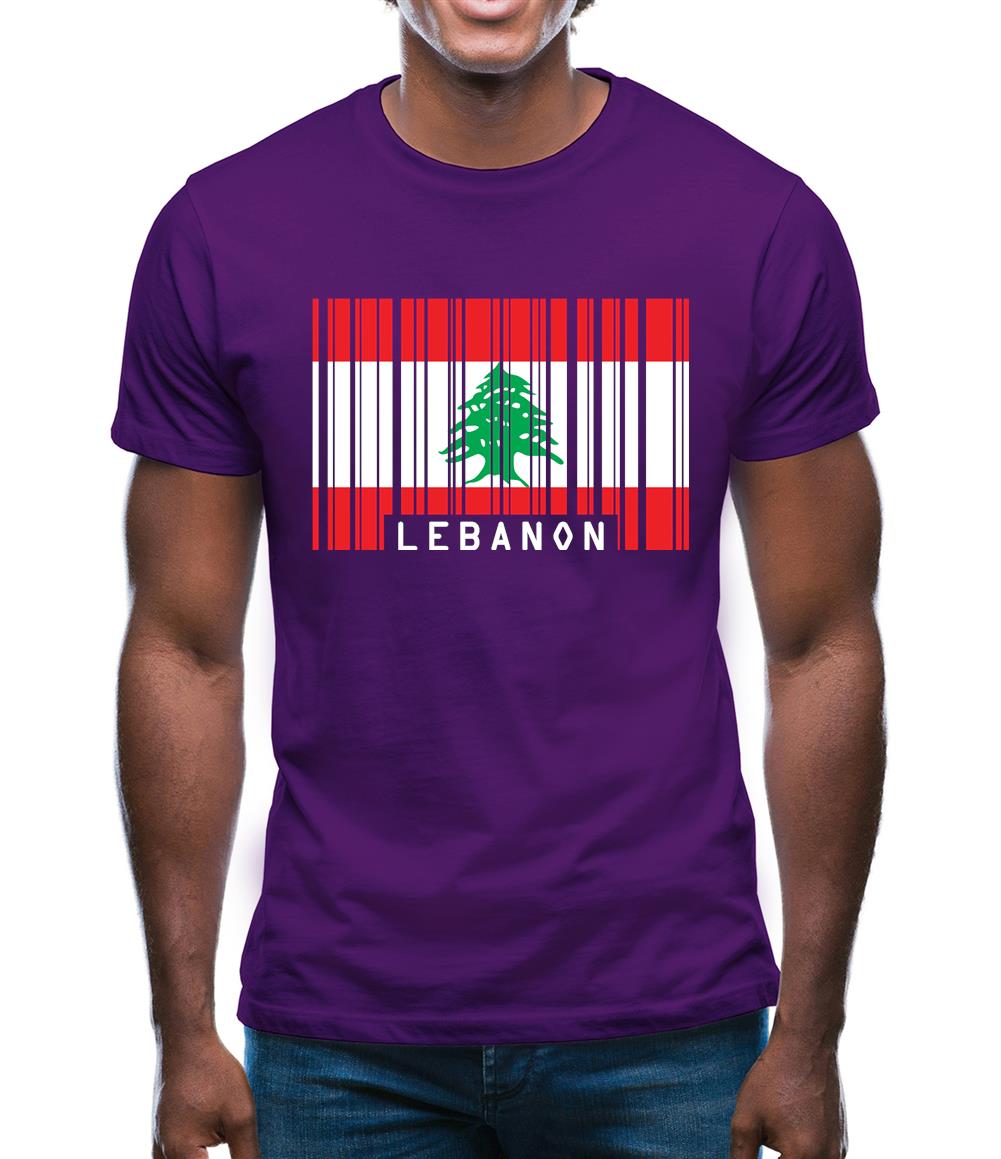 Lebanon Barcode Style Flag Mens T-Shirt Lebanon Barcode Style Flag Mens T-Shirt