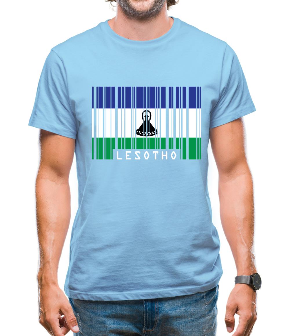 Lesotho Barcode Style Flag Mens T-Shirt Lesotho Barcode Style Flag Mens T-Shirt