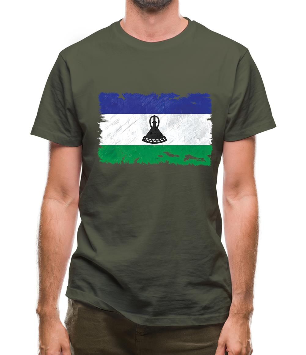 Lesotho Grunge Style Flag Mens T-Shirt Lesotho Grunge Style Flag Mens T-Shirt