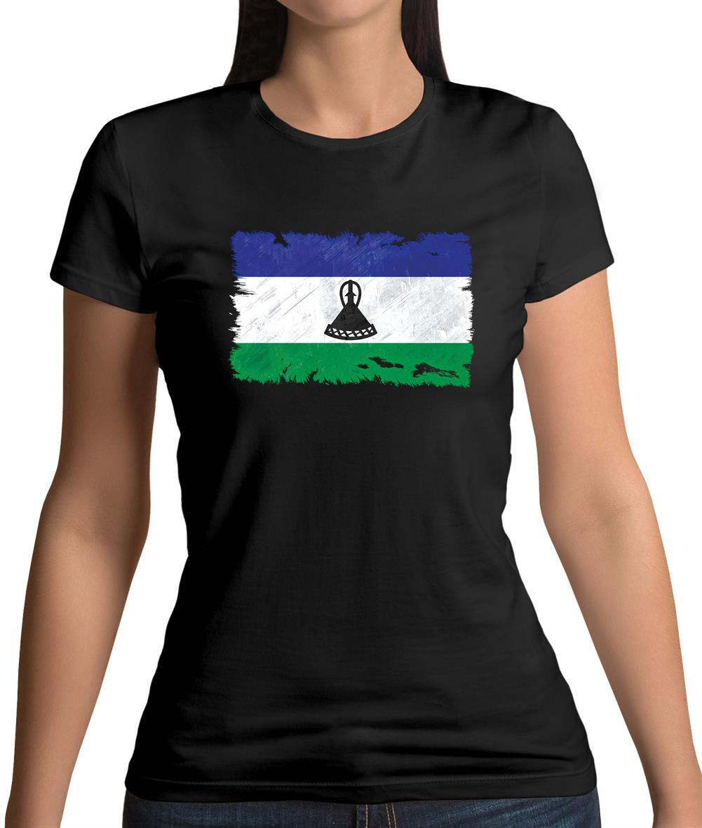 Lesotho Grunge Style Flag Womens T-Shirt Lesotho Grunge Style Flag Womens T-Shirt