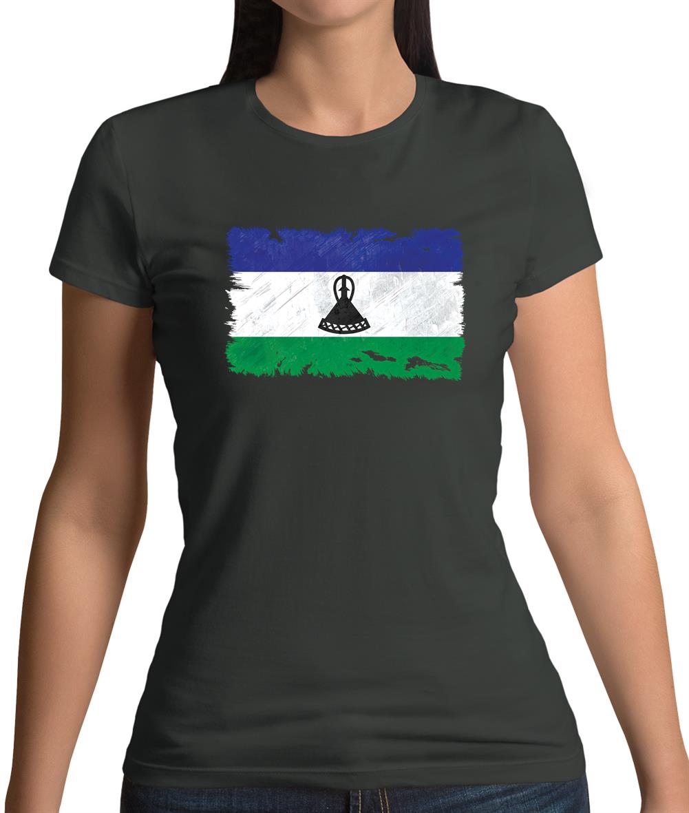 Lesotho Grunge Style Flag Womens T-Shirt Lesotho Grunge Style Flag Womens T-Shirt