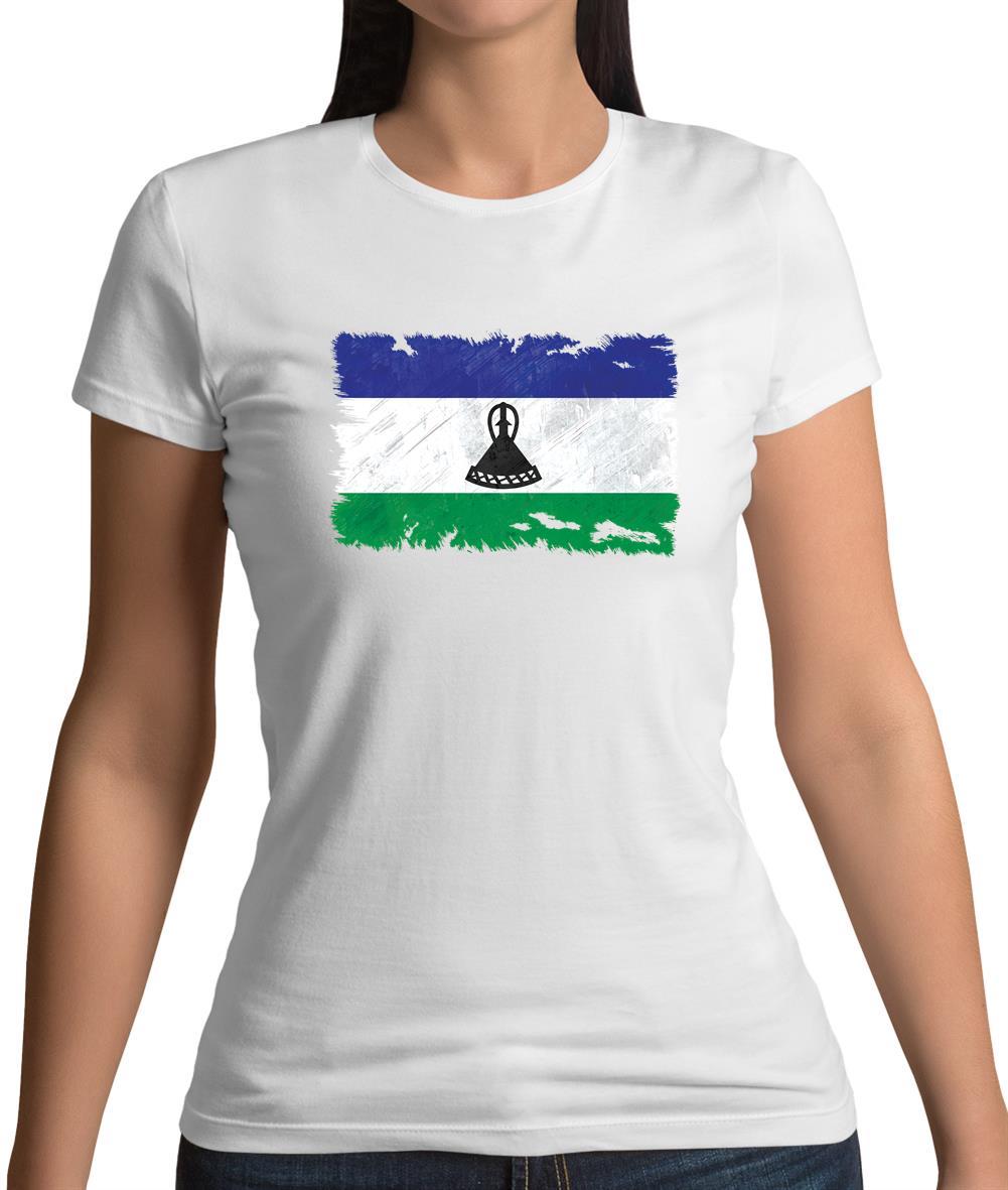 Lesotho Grunge Style Flag Womens T-Shirt Lesotho Grunge Style Flag Womens T-Shirt
