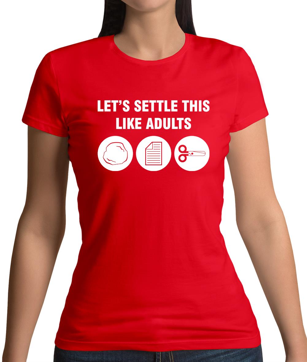 Settle This Like Adults Rock Paper Scissors Womens T-Shirt Settle This Like Adults Rock Paper Scissors Womens T-Shirt