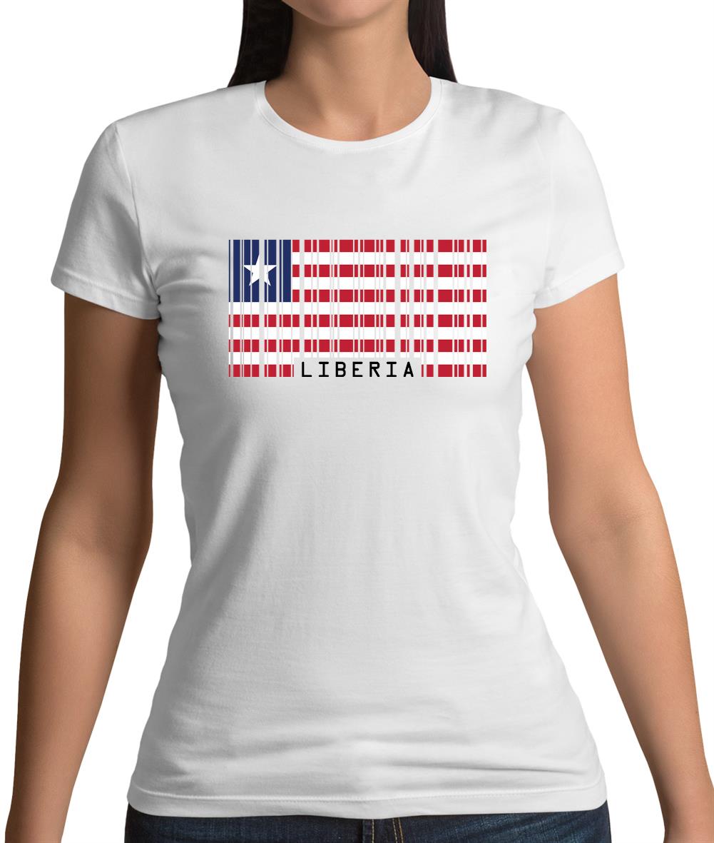Liberia Barcode Style Flag Womens T-Shirt Liberia Barcode Style Flag Womens T-Shirt