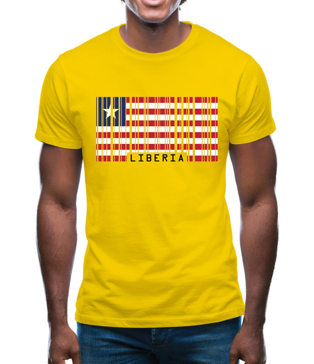 Liberia Barcode Style Flag Mens T-Shirt Liberia Barcode Style Flag Mens T-Shirt