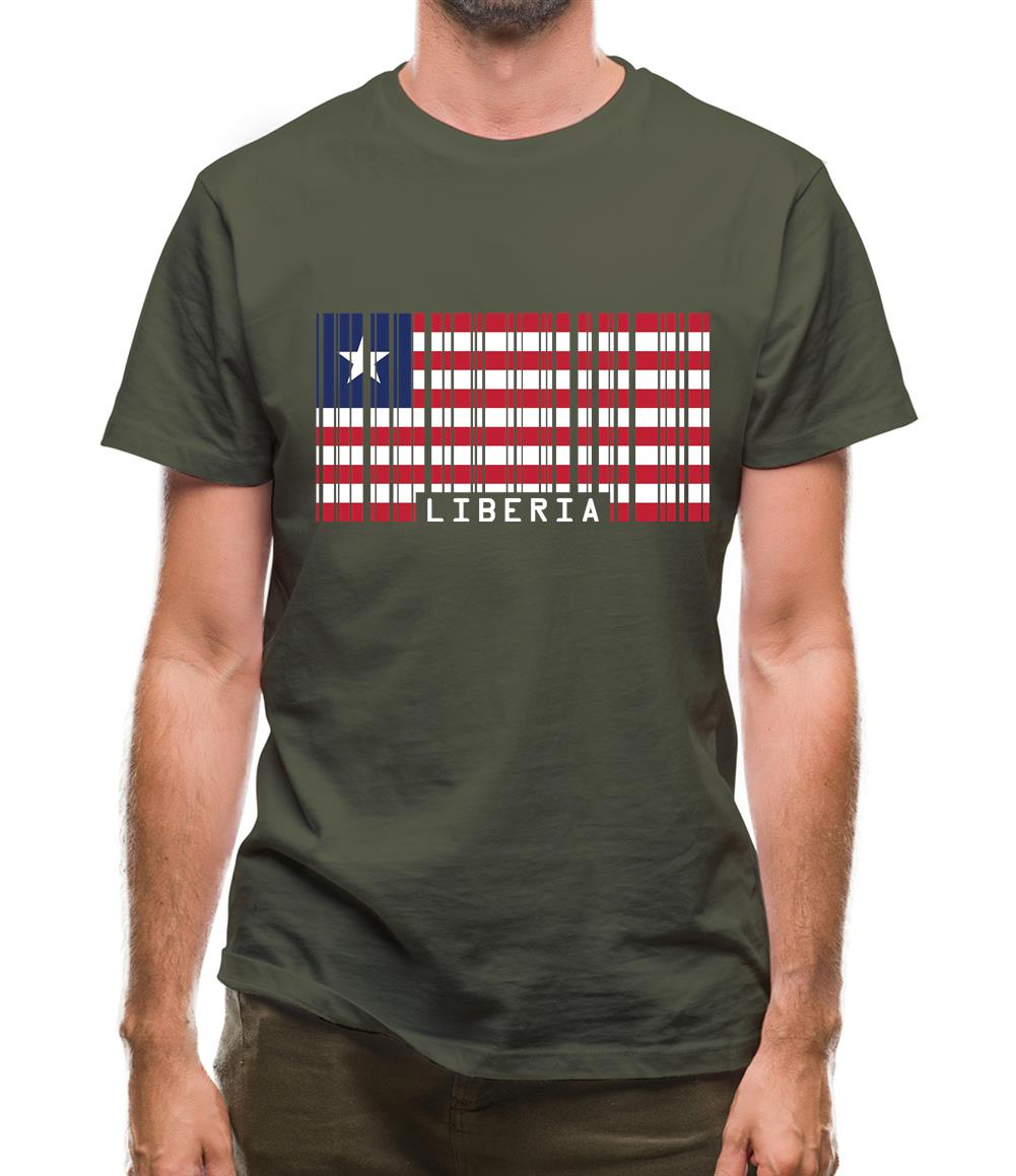 Liberia Barcode Style Flag Mens T-Shirt Liberia Barcode Style Flag Mens T-Shirt