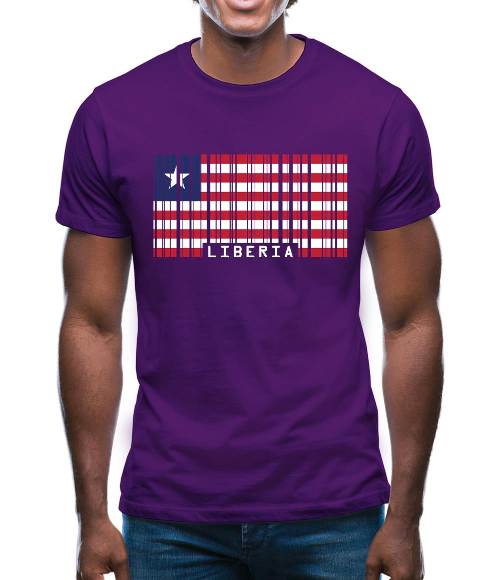 Liberia Barcode Style Flag Mens T-Shirt Liberia Barcode Style Flag Mens T-Shirt